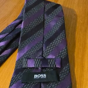 Hugo Boss Striped Purple and Black Tie